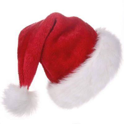Wholesale Christmas Good Quality Comfort Soft Double Liner Plush Red Velvet Santa Claus Hat