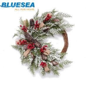 50cm PE Thousand Leaf Clover Christmas Cane Branch Wreath Half Ring