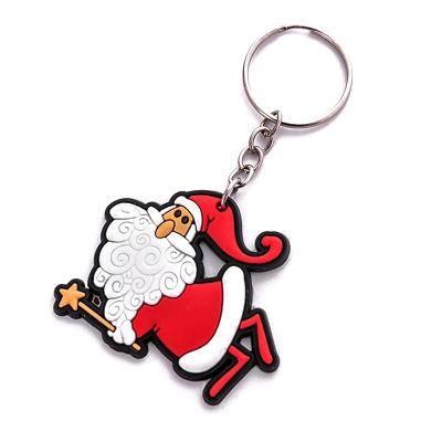 Custom Silicone Cartoon 3D Christmas Ornaments Pendant PVC Keychains for Gift