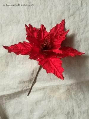 Artificial Xmas Golden Silver Color Poinsettias Flowers for Christmas Decoration