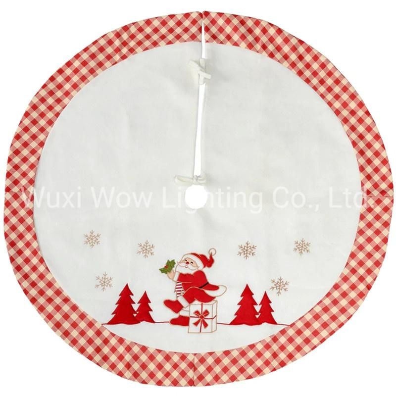 Checked Santa Design Christmas Tree Skirt Decoration, 107 Cm - Red/White