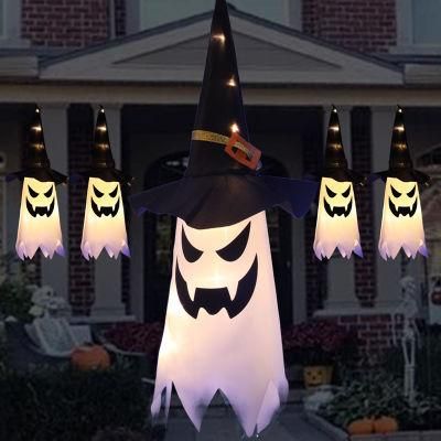 Halloween LED Lights Wizard Hat Hanging Lights Ghost Face Ghost Lights String Ghost Festival Horror Atmosphere Room Decoration Lights