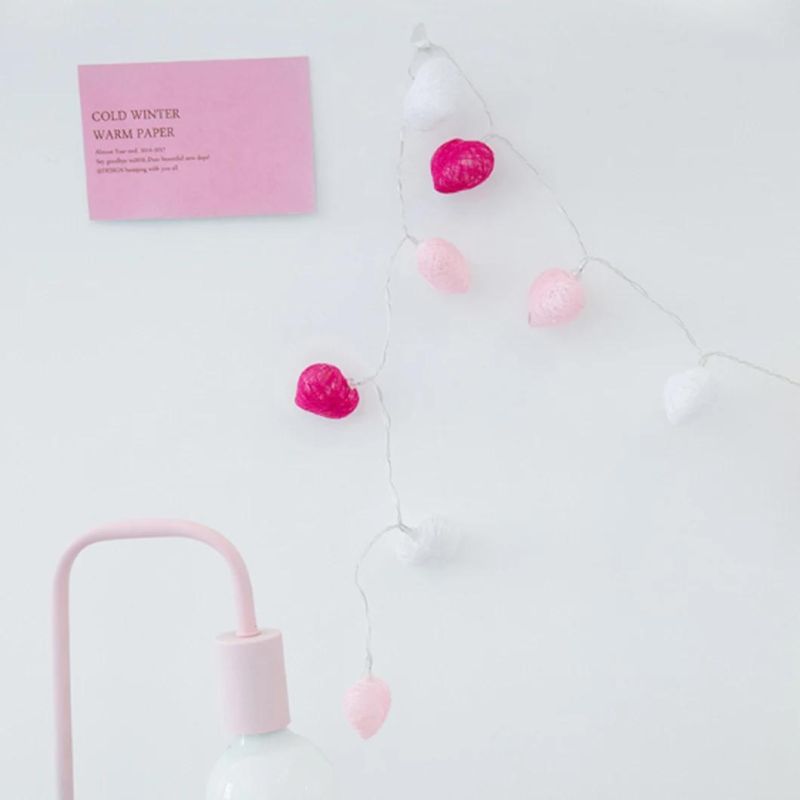 LED Luminous Lamp String Heart-Shaped Lamp String with Cotton Thread