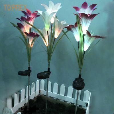 Toprex Decor Artificial Outdoor LED Solar Flower Branch Lily Lights