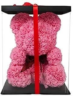 Best Selling Plastic Rose Bear Artificial Teddy Bear Flower Rose 40cm with Heart for Valentine