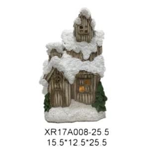 Factory Direct Sale Christmas House with LED Light Polyresin/Resin Craft