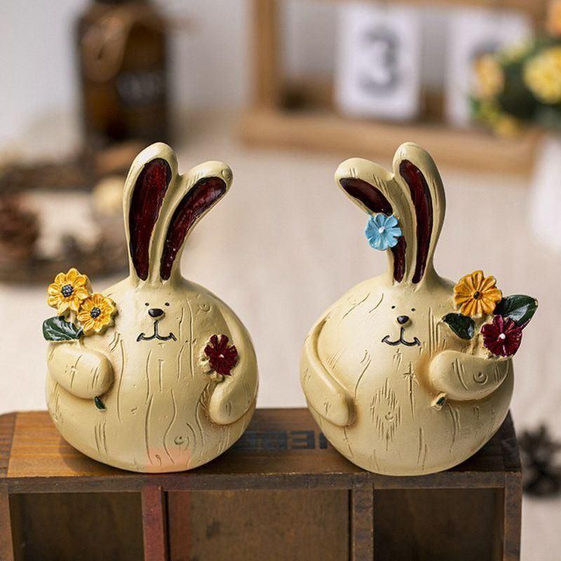 New Gifts Rabbit Ornaments Resin Crafts Office Desktop Car Decoration