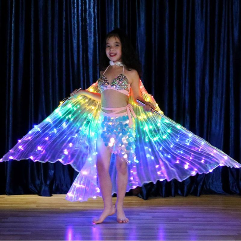 Children′s Color LED Light up Wing Belly Dance Prop Cloak