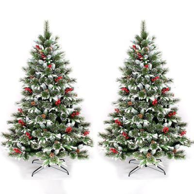 Yh1904 Xmas Holiday Decoration 150cm Artificial Hinged Christmas Tree Green &amp; White