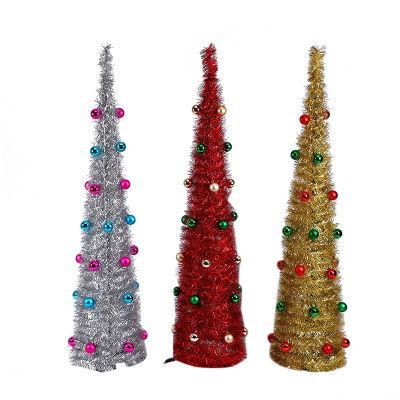 Slim Pencil Tinsel Pet Color Swirl Pop up Christmas Tree