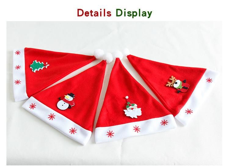 New Flannelette Cartoon Hat Christmas Decorations Felt-Patterned Hat Santa Hat Holiday Party Cap