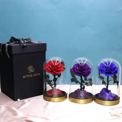 100% All Natural Handmade Natural Preserved Rose Flowers in Glass Dome