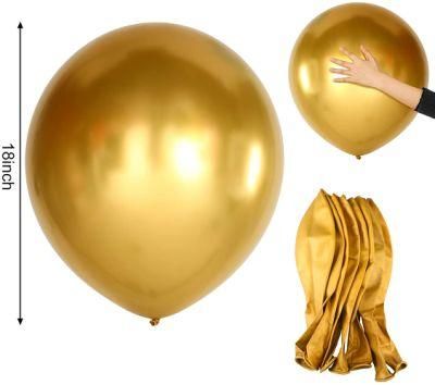 18inch Latex Balloons Father&prime; S Day Graduation Party Decoration 10PCS Metallic Large Gold Latex Balloons Chrome Gold