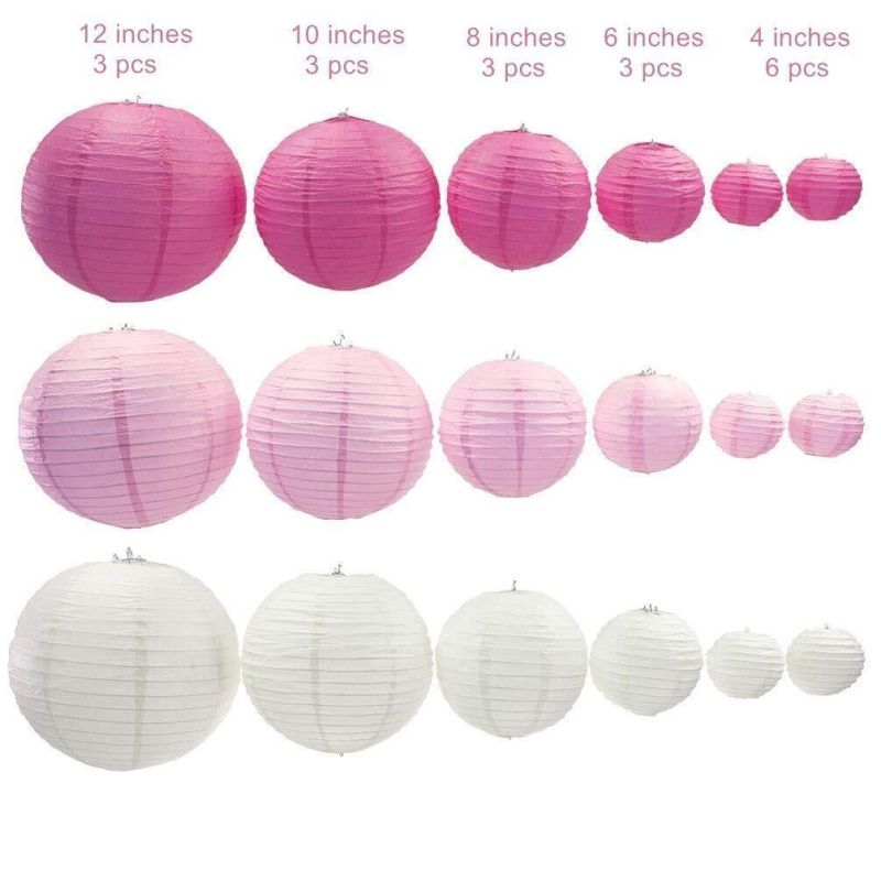 Rice Paper Solid Color Available Chinese Round Paper Lamp Hanging Decorations