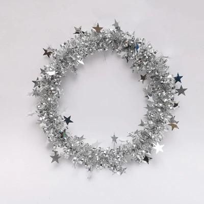 Cheap Price Wholesale Yiwu Shuangyuan Chrismtas Tree Decorative Silver38cm Pet Star Shape Tinsel