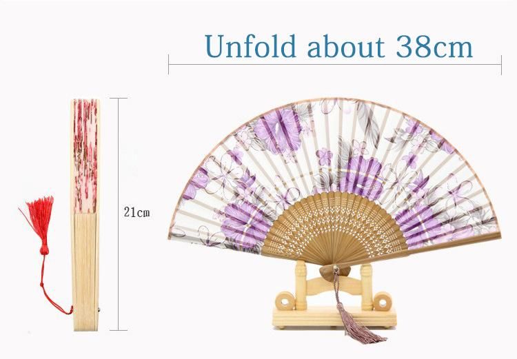 Custom Wholesale Wedding Party Hand Fan Bamboo Paper Silk Luxurious Printing Hand Held Chinese Janpanese Fan