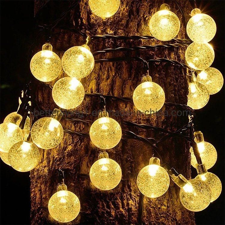 Garden Decor 30 Bulbs 6.5m Waterproof Christmas Outdoor Decor Flexible Round Fairy Solar Powered LED String Light