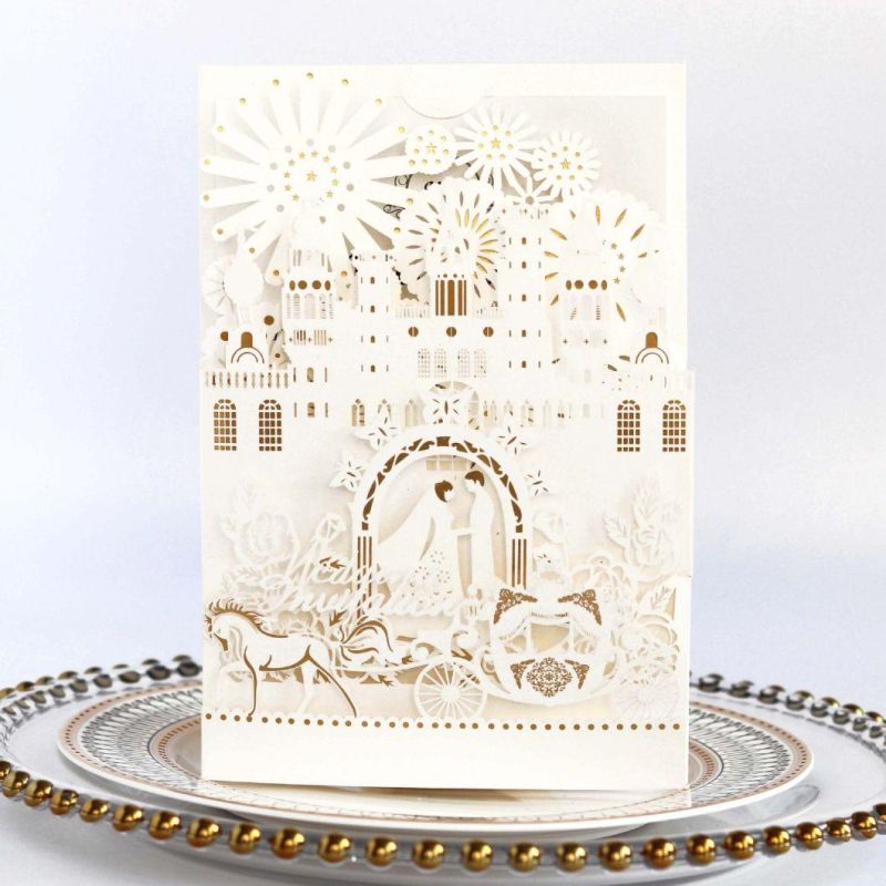 2020 3D Wedding Invitations Cards Laser Cut Castle Greeting Card Event Party