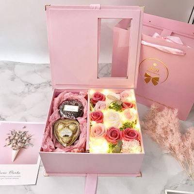 Artificial Preserved Soap Rose Flower Gift 3 Layers Colorful 50PCS Soap Roses for Valentine&prime;s Day, Wedding, Anniversary, Christmas