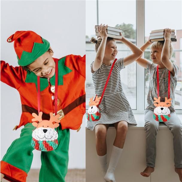 2021 New Style Christmas Gift High Quality Pop It Elk Shoulder Bag Bubble Fidget Sensory Toys for Kids Gift