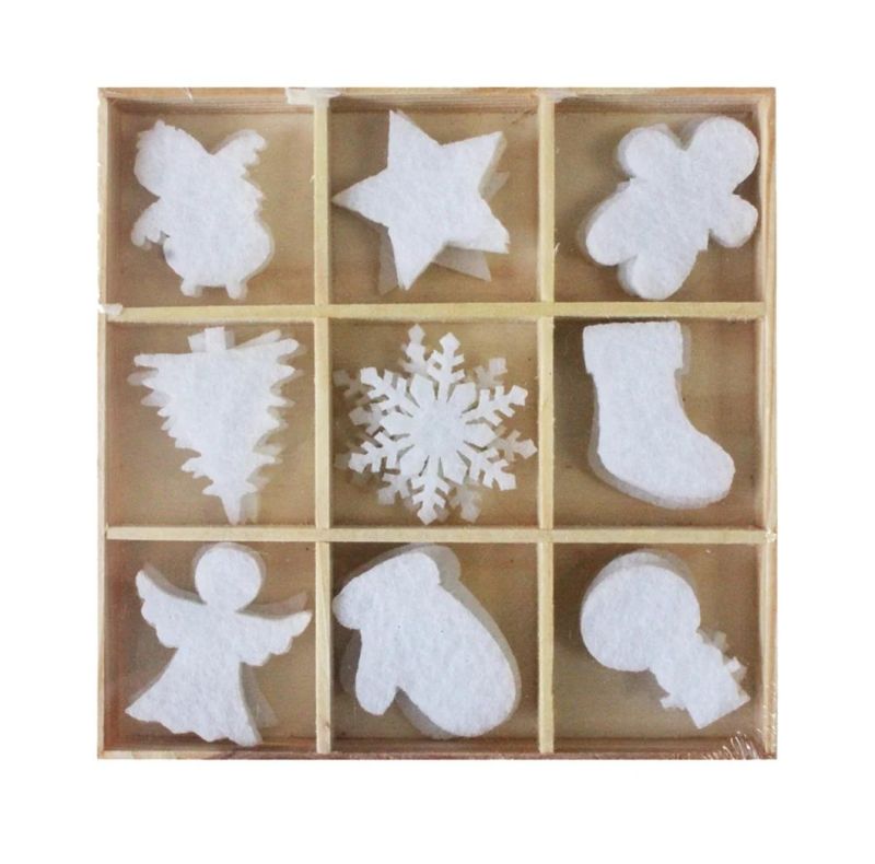 23468-23474 36PCS Colorful Designs Wooden Box Wool Felt Craft Decoration Shapes with Animal Loving Heart