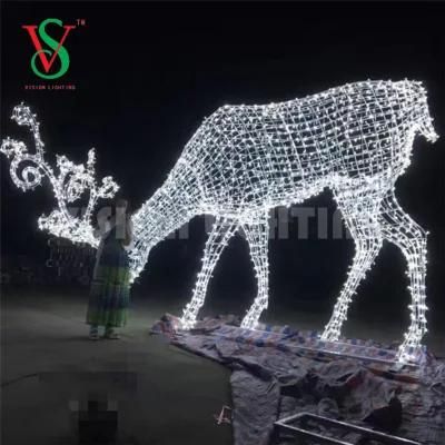 Large LED Christmas Reindeer Lighted Motif Commercial Christmas Displays