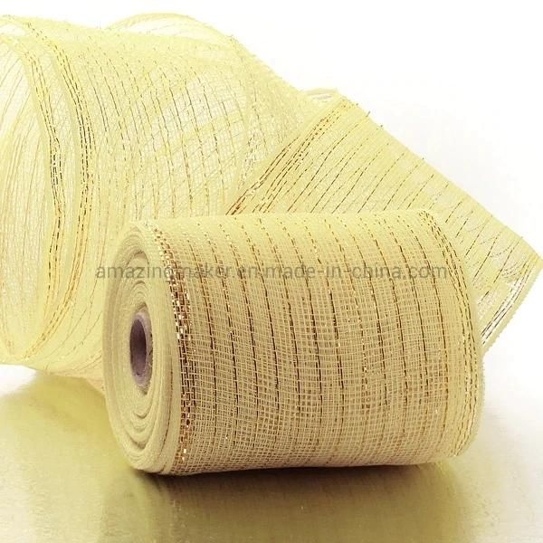 Metallic Thread 6′′ Deco Mesh Ribbons for Gift Packaging