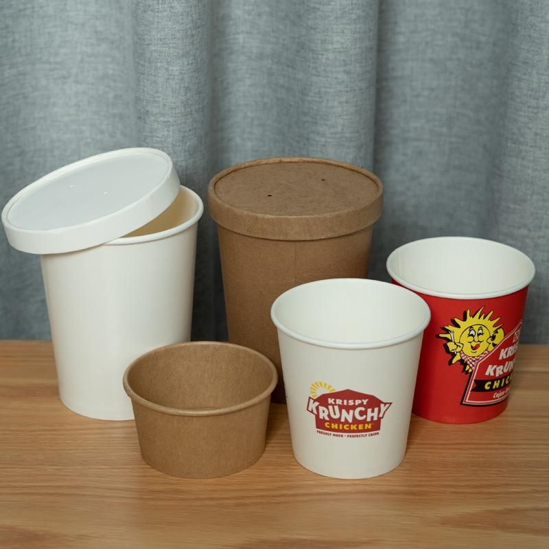 Custom Logo Printed PLA Line Biodegradable Brown Kraft Paper Cup