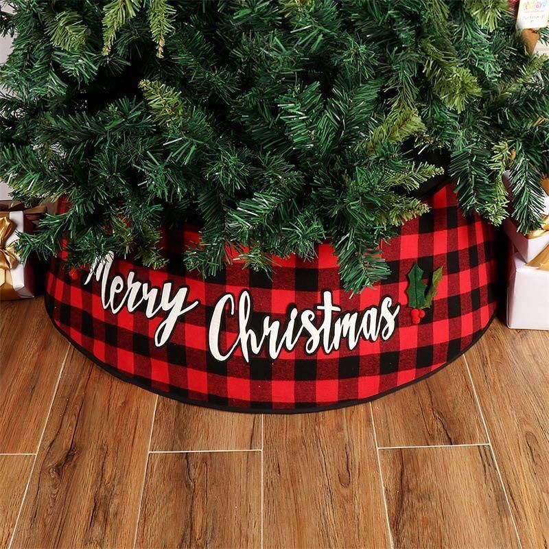 Red and Black Plaid Christmas Tree Skirt Christmas Decoration