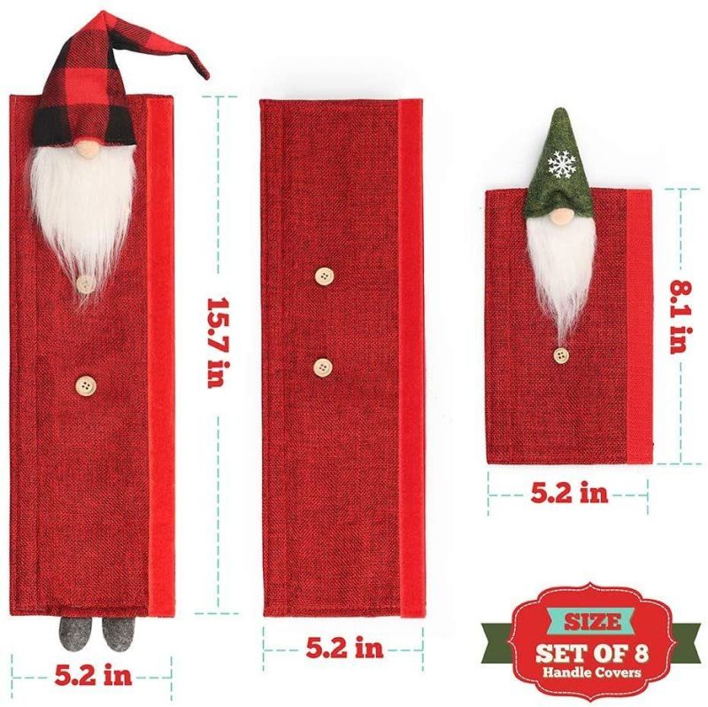 Christmas Refrigerator Handle Covers Set of 8, Adorable Swedish Tomte Kitchen Appliance Handle Covers Microwave Oven Dishwasher Fridge Door Handle Covers