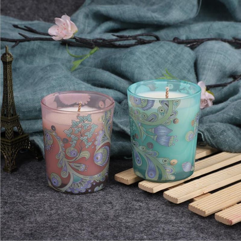 Wholesale Luxury Flower Print 8oz Empty Glass Candle Jars for Bulk