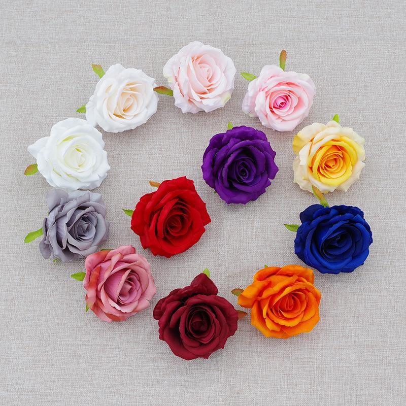 New Arrival Colorful Silk Large Artificial Flower Heads Wholesale Artificial Flower Rose Flower for Wedding Decoration