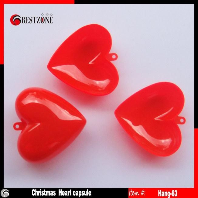Plastic Heart Capsules for Xmas Tree Decoration