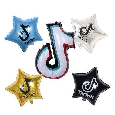 Tik-Tok Themed Set New Design Large Size Music Note Shape 18in Star Shape Helium Colorful Balloons Set for Adults Children Party Deco.
