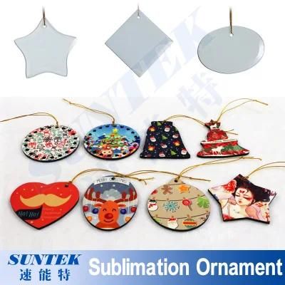 Various Shapes Sublimation Coated Printing Blank Ceramic Christmas Ornament