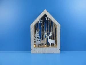 1505 Grey Wooden Box with Christmas Crafts Ornaments