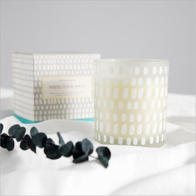 Wholesale Frosted White Spot Glass Jar Taper Candle Holder with Luxury Box