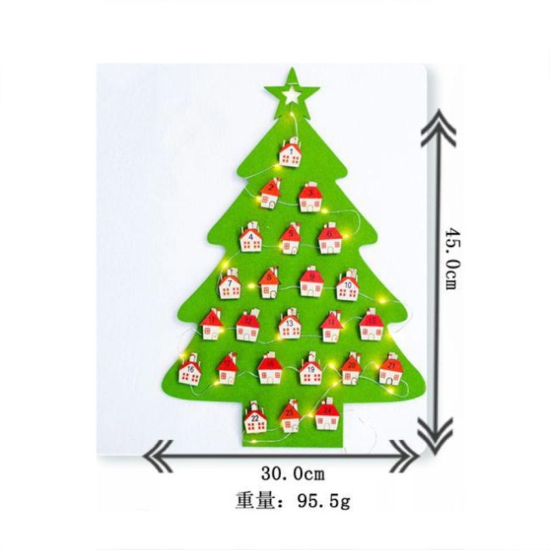 Christmas Tree Hanging Ornament Countdown Calendar with LED String Light