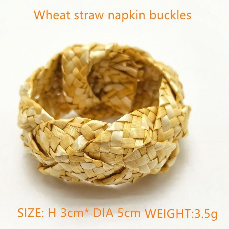 Handmade Straw Woven Towel Tissue Napkin Ring Buckle Decoration Party Restaurant Food