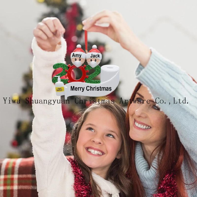 2020 Quarantine Christmas Decoration Personalized Quarantine Christmas Tree Hanging Survivor Family with Face Hand Sanitizer Christmas Ornament
