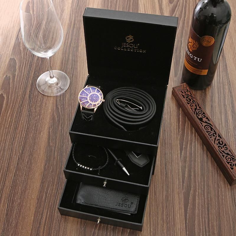 Promotional Business Gift Set with Metal Pen Wallet Watch Keychain Bracelet and Belt