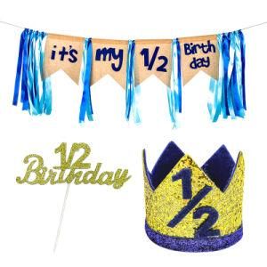 Half-Year Birthday Banner Crown Party Decorations for Baby Boys