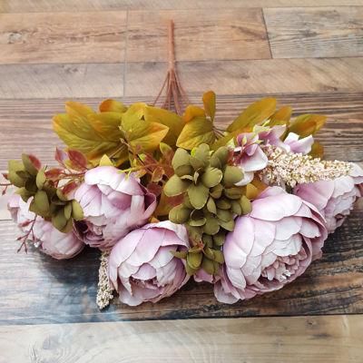 Artificial Real Touch Peony Silk Flowers Bouquet Glorious Moral for Home Office Parties and Wedding