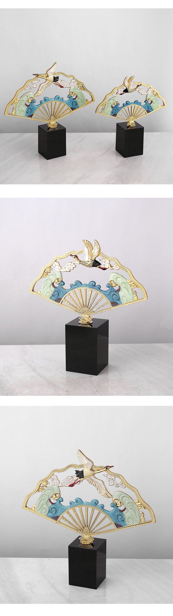 Chinese New Year Gift 2022 Decorative Fan Living Room Tables Decor Zinc Alloy Product Accessories