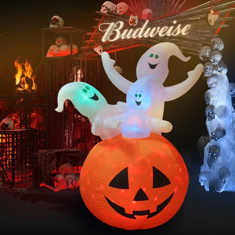 Customized Halloween Decoration Built-in LED Blow up Inflatable Scary Pumpkin and Three Ghosts