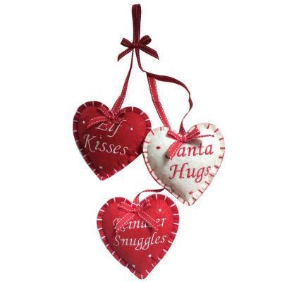 Shangyi Home Felt Heart Shape Christmas Ornament for Tree Decoration