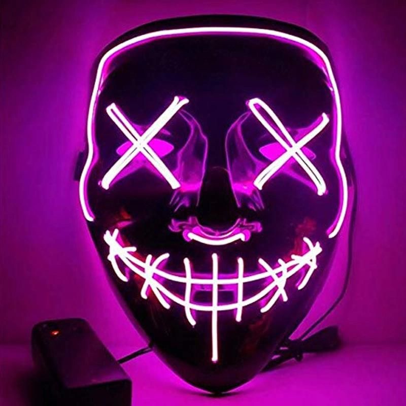 Scary Mask Cosplay LED Costume Mask EL Wire Light up for Halloween Festival Party