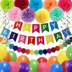 Paper Flower Ball Spiral Ribbon Balloon Children&prime;s Birthday Party Decoration Set