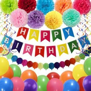 Paper Flower Ball Spiral Ribbon Balloon Children&prime;s Birthday Party Decoration Set