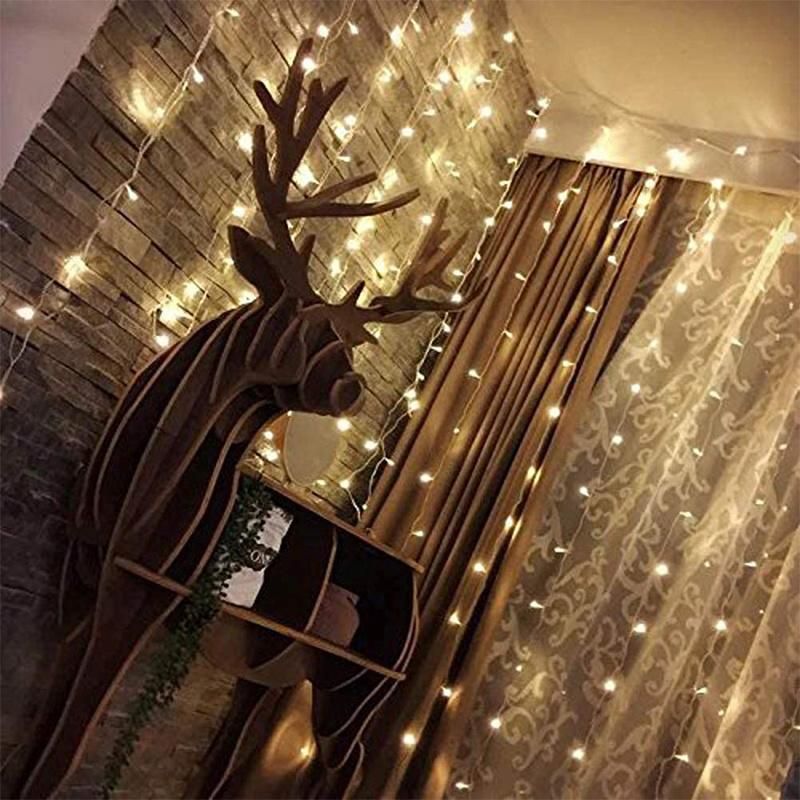 Home Decor 300 LED Window Curtain String Light for Christmas Wedding Party Home Garden Bedroom Outdoor Indoor Wall Decorations